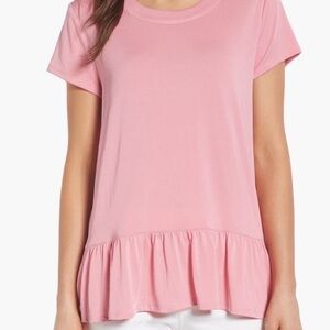 Chelsea28 Pink Ruffle Short Sleeve Tee